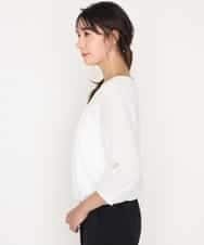 KBKCJ01044 a.v.v(アー・ヴェ・ヴェ) 【洗える】ビジュー調タックシフォンブラウス【セレモニー・通勤】 ホワイト