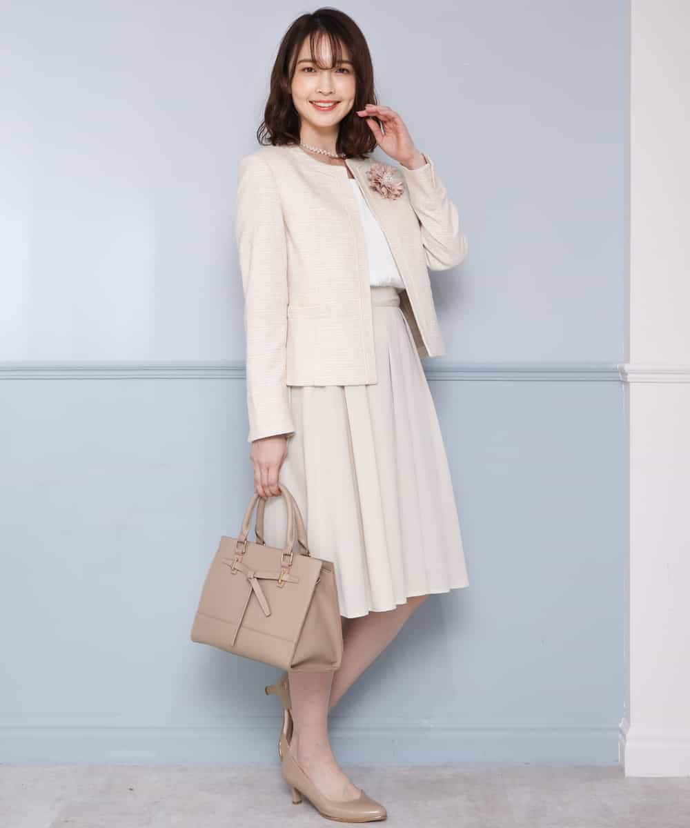 KBKCJ02044 a.v.v(アー・ヴェ・ヴェ) 【洗える】ランダムプリーツシフォンブラウス【セレモニー・通勤】 ホワイト