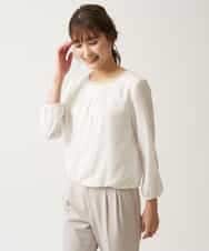 KBKCM01049 a.v.v(アー・ヴェ・ヴェ) 【洗える/抗菌防臭】ビジュー調ストレッチシフォントップス ホワイト