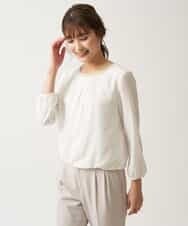 KBKCM01049 a.v.v(アー・ヴェ・ヴェ) 【洗える/抗菌防臭】ビジュー調ストレッチシフォントップス ホワイト