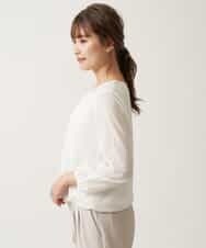 KBKCM01049 a.v.v(アー・ヴェ・ヴェ) 【洗える/抗菌防臭】ビジュー調ストレッチシフォントップス ホワイト