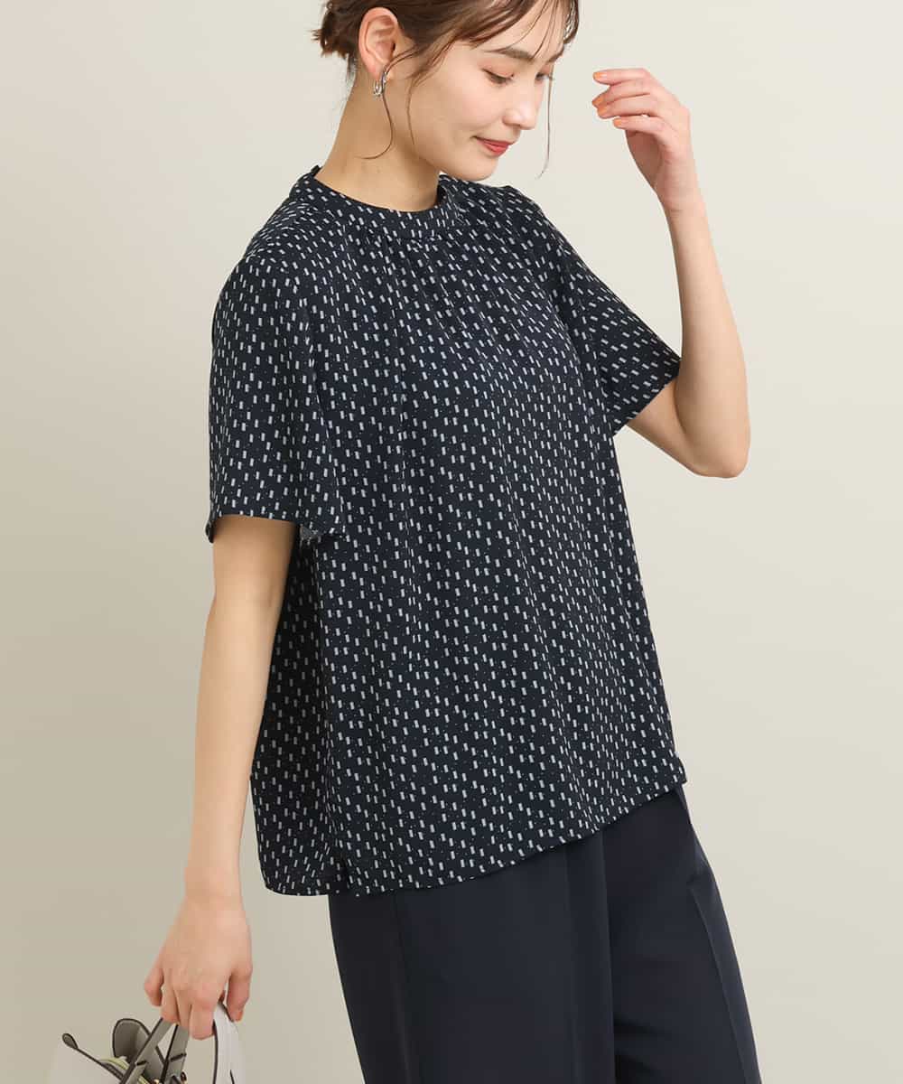  ネイビードットシフォンブラウス - 5