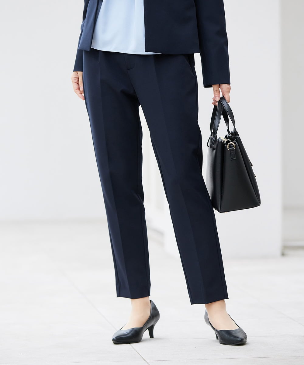 KBLCD01079 a.v.v(アー・ヴェ・ヴェ) 【洗える/ストレッチ/セットアップ対応】ダブルクロステーパードパンツ ネイビー