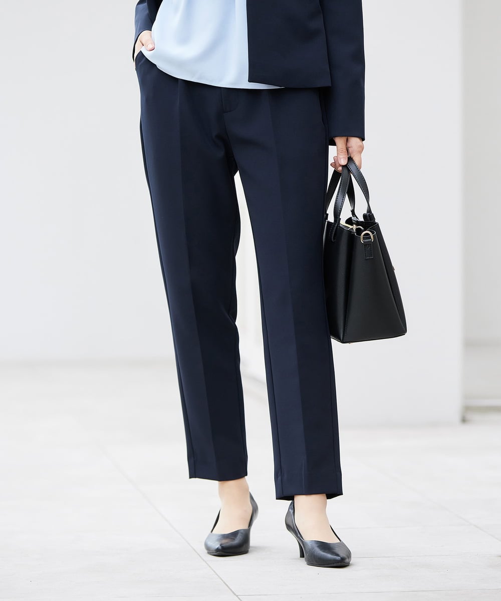 KBLCD01079 a.v.v(アー・ヴェ・ヴェ) 【洗える/ストレッチ/セットアップ対応】ダブルクロステーパードパンツ ネイビー