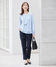 KBLCD01079 a.v.v(アー・ヴェ・ヴェ) 【洗える/ストレッチ/セットアップ対応】ダブルクロステーパードパンツ ネイビー