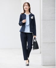 KBLCD01079 a.v.v(アー・ヴェ・ヴェ) 【洗える/ストレッチ/セットアップ対応】ダブルクロステーパードパンツ ネイビー