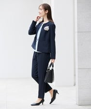 KBLCD01079 a.v.v(アー・ヴェ・ヴェ) 【洗える/ストレッチ/セットアップ対応】ダブルクロステーパードパンツ ネイビー