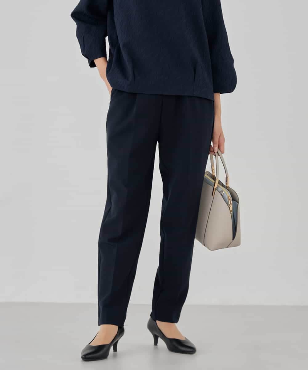 KBLCD01079 a.v.v(アー・ヴェ・ヴェ) 【洗える/ストレッチ/セットアップ対応】ダブルクロステーパードパンツ ネイビー