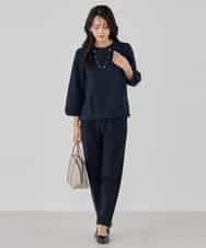 KBLCD01079 a.v.v(アー・ヴェ・ヴェ) 【洗える/ストレッチ/セットアップ対応】ダブルクロステーパードパンツ ネイビー