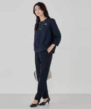 KBLCD01079 a.v.v(アー・ヴェ・ヴェ) 【洗える/ストレッチ/セットアップ対応】ダブルクロステーパードパンツ ネイビー