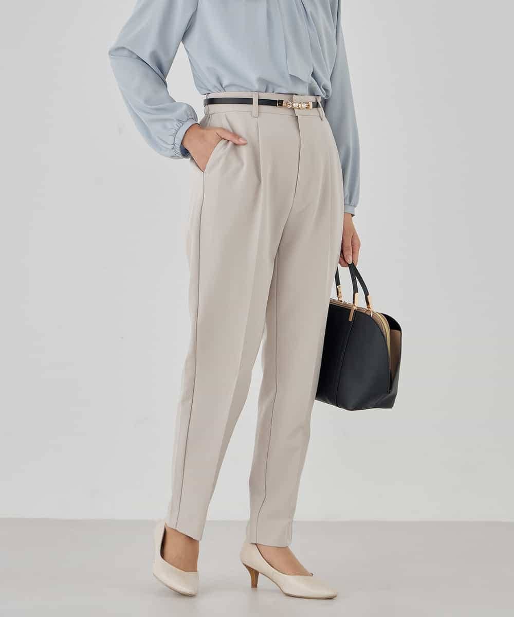 KBLCD01079 a.v.v(アー・ヴェ・ヴェ) 【洗える/ストレッチ/セットアップ対応】ダブルクロステーパードパンツ ネイビー