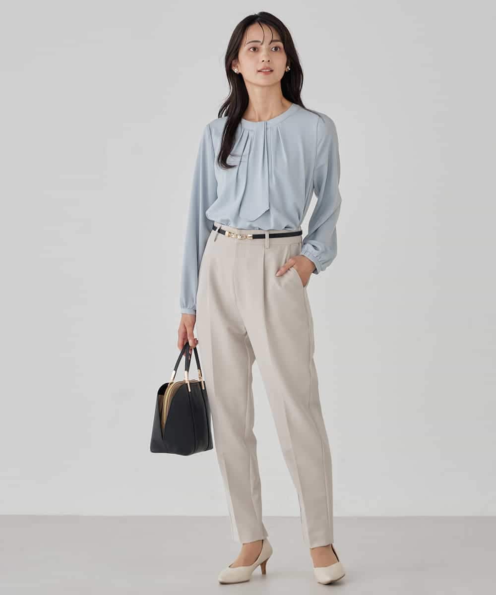 KBLCD01079 a.v.v(アー・ヴェ・ヴェ) 【洗える/ストレッチ/セットアップ対応】ダブルクロステーパードパンツ ネイビー