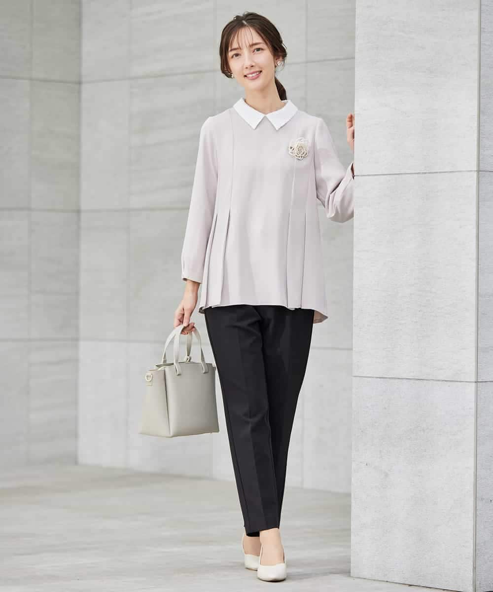 KBLCD01079 a.v.v(アー・ヴェ・ヴェ) 【洗える/ストレッチ/セットアップ対応】ダブルクロステーパードパンツ ネイビー