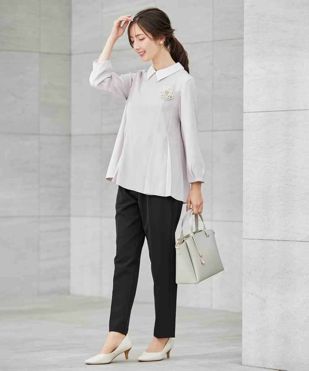 KBLCD01079 a.v.v(アー・ヴェ・ヴェ) 【洗える/ストレッチ/セットアップ対応】ダブルクロステーパードパンツ ネイビー