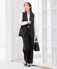 KBLCD02079 a.v.v(アー・ヴェ・ヴェ) 【洗える/ストレッチ/セットアップ対応】ダブルクロスワイドパンツ ブラック