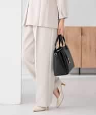 KBLCD02079 a.v.v(アー・ヴェ・ヴェ) 【洗える/ストレッチ/セットアップ対応】ダブルクロスワイドパンツ グレージュ