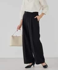 KBLCD02079 a.v.v(アー・ヴェ・ヴェ) 【洗える/ストレッチ/セットアップ対応】ダブルクロスワイドパンツ ブラック