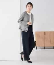 KBLCD02079 a.v.v(アー・ヴェ・ヴェ) 【洗える/ストレッチ/セットアップ対応】ダブルクロスワイドパンツ ブラック