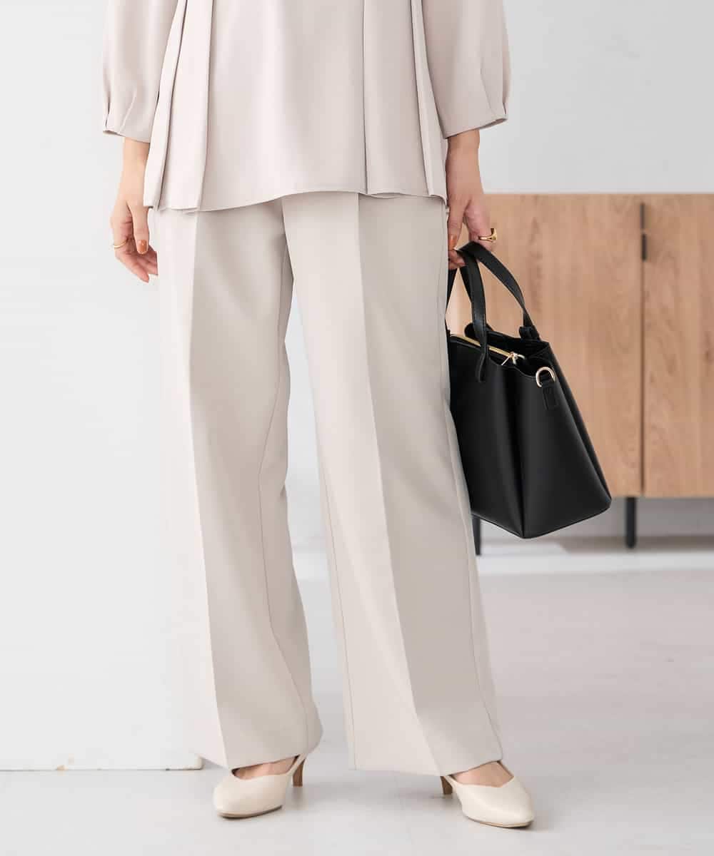 KBLCD02079 a.v.v(アー・ヴェ・ヴェ) 【洗える/ストレッチ/セットアップ対応】ダブルクロスワイドパンツ ブラック