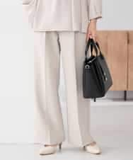 KBLCD02079 a.v.v(アー・ヴェ・ヴェ) 【洗える/ストレッチ/セットアップ対応】ダブルクロスワイドパンツ ブラック