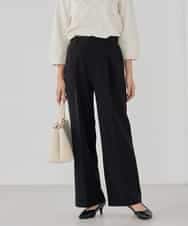 KBLCD02079 a.v.v(アー・ヴェ・ヴェ) 【洗える/ストレッチ/セットアップ対応】ダブルクロスワイドパンツ ブラック