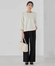 KBLCD02079 a.v.v(アー・ヴェ・ヴェ) 【洗える/ストレッチ/セットアップ対応】ダブルクロスワイドパンツ ブラック