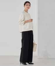 KBLCD02079 a.v.v(アー・ヴェ・ヴェ) 【洗える/ストレッチ/セットアップ対応】ダブルクロスワイドパンツ ブラック