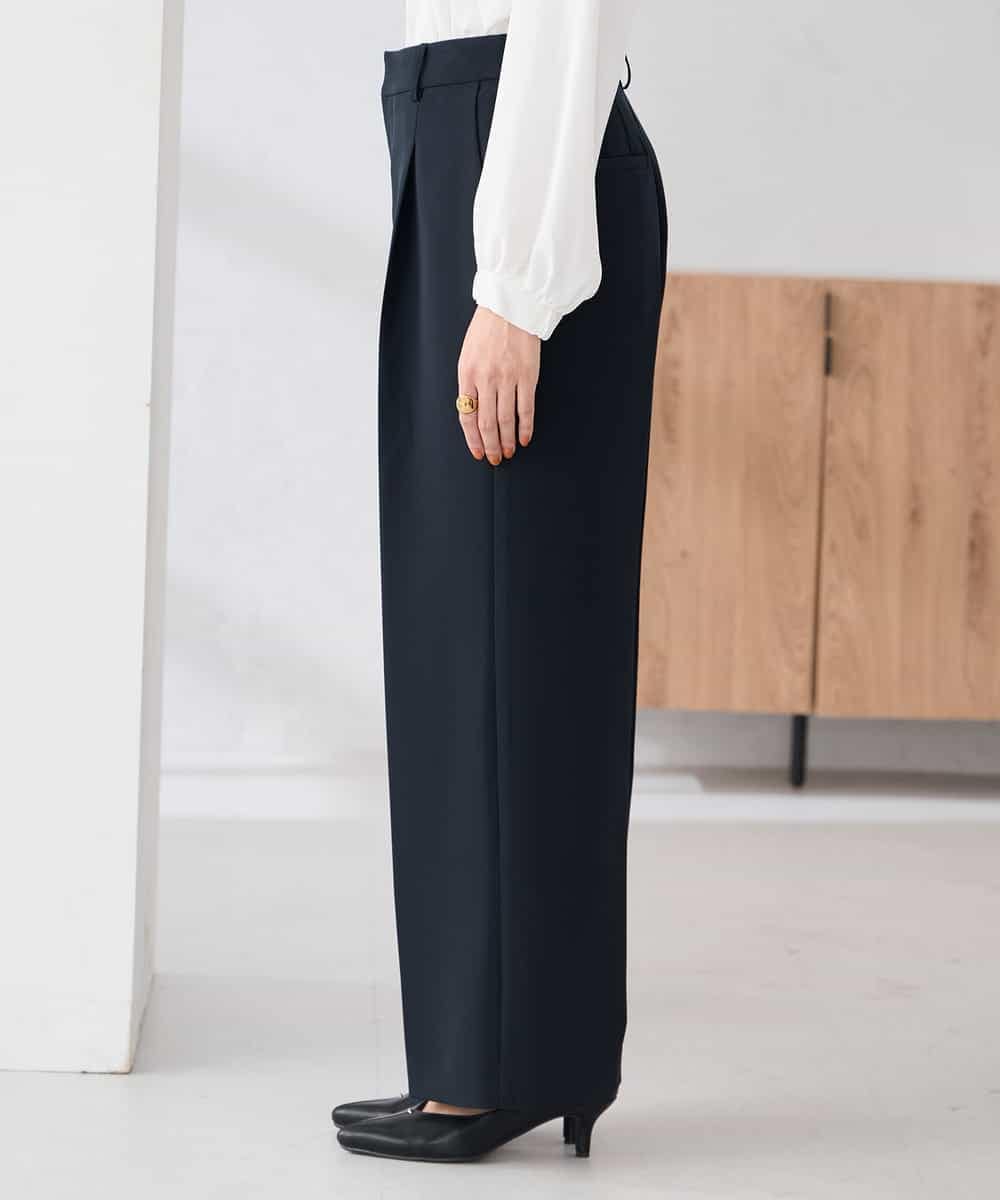 KBLCD02079 a.v.v(アー・ヴェ・ヴェ) 【洗える/ストレッチ/セットアップ対応】ダブルクロスワイドパンツ ブラック