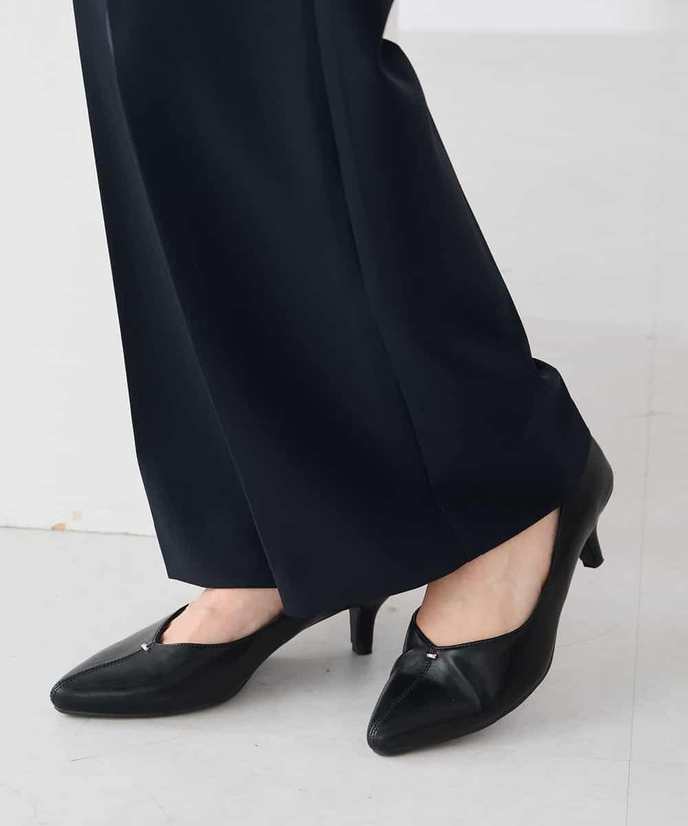 KBLCD02079 a.v.v(アー・ヴェ・ヴェ) 【洗える/ストレッチ/セットアップ対応】ダブルクロスワイドパンツ ブラック