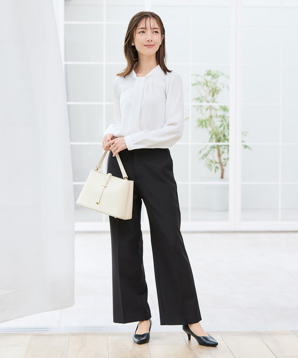 KBLCD03079 a.v.v(アー・ヴェ・ヴェ) 【洗える/ストレッチ/セットアップ対応】ダブルクロスストレートパンツ ネイビー