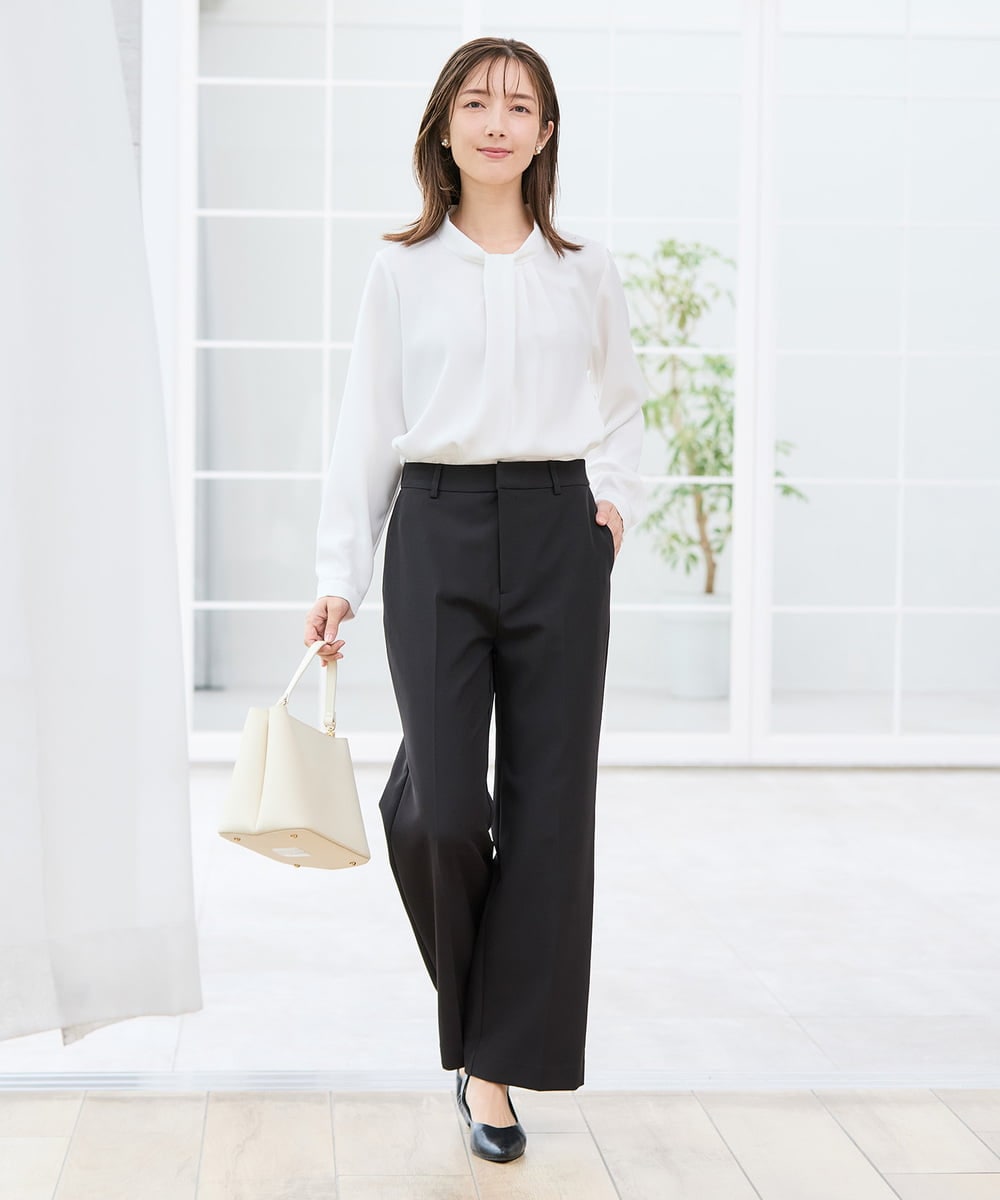 KBLCD03079 a.v.v(アー・ヴェ・ヴェ) 【洗える/ストレッチ/セットアップ対応】ダブルクロスストレートパンツ ネイビー