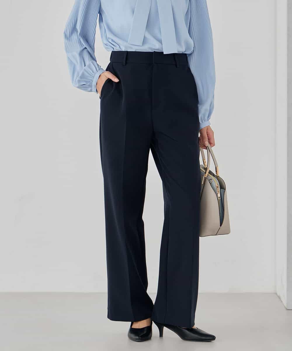 KBLCD03079 a.v.v(アー・ヴェ・ヴェ) 【洗える/ストレッチ/セットアップ対応】ダブルクロスストレートパンツ ネイビー