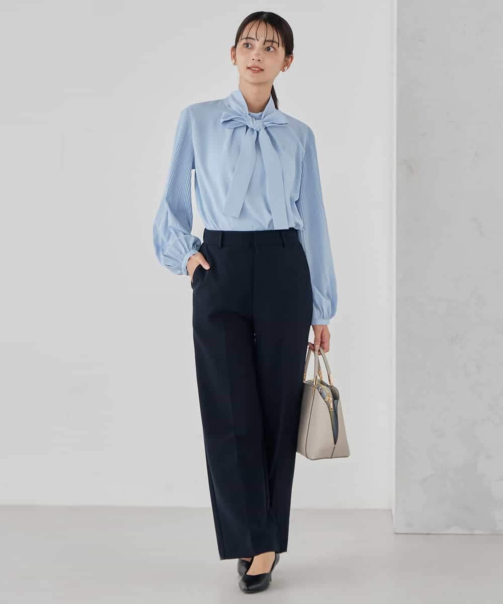 KBLCD03079 a.v.v(アー・ヴェ・ヴェ) 【洗える/ストレッチ/セットアップ対応】ダブルクロスストレートパンツ ネイビー