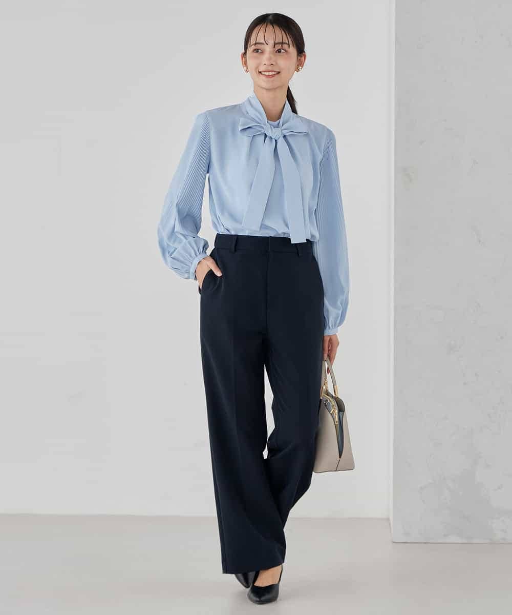 KBLCD03079 a.v.v(アー・ヴェ・ヴェ) 【洗える/ストレッチ/セットアップ対応】ダブルクロスストレートパンツ ネイビー