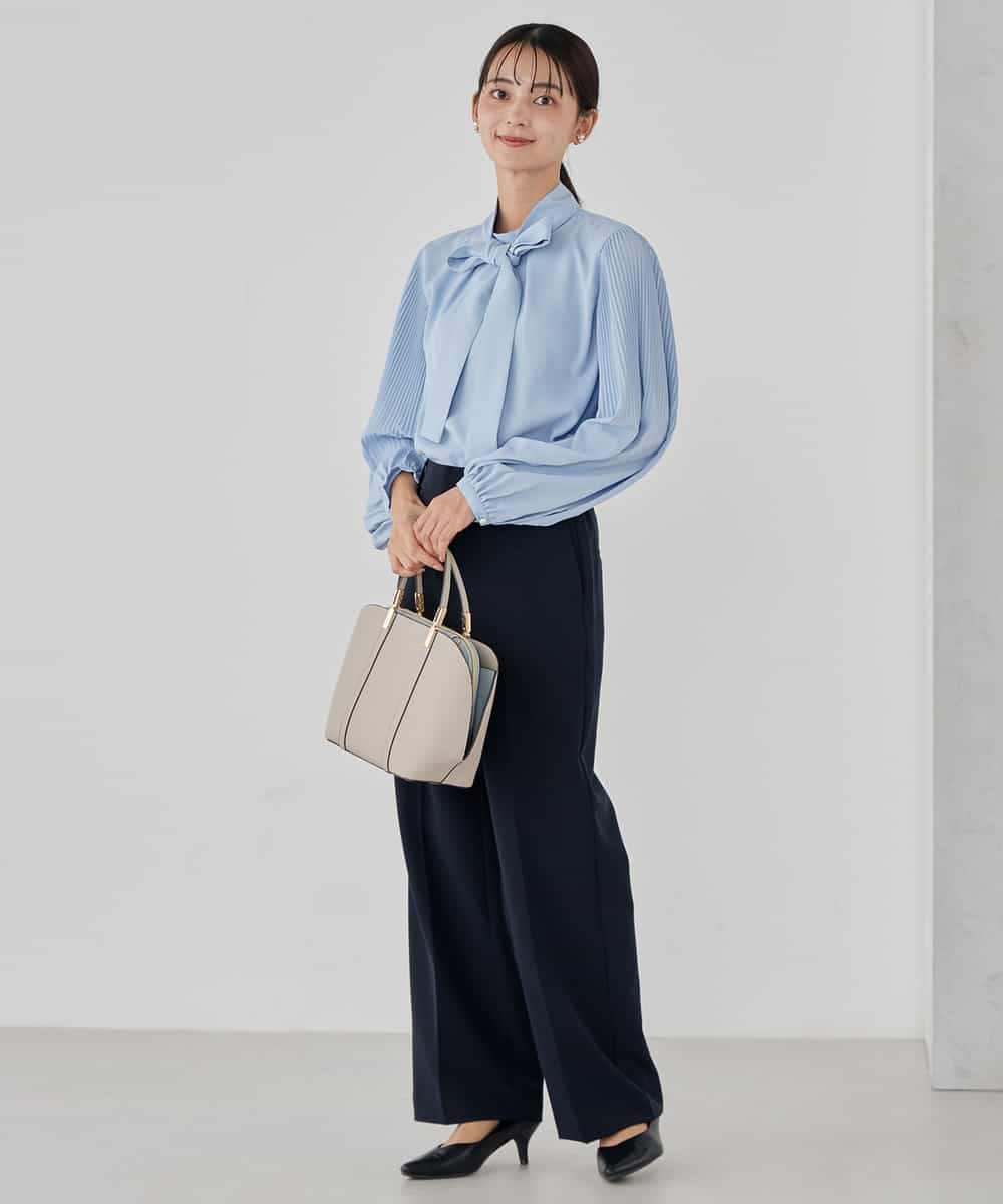 KBLCD03079 a.v.v(アー・ヴェ・ヴェ) 【洗える/ストレッチ/セットアップ対応】ダブルクロスストレートパンツ ネイビー