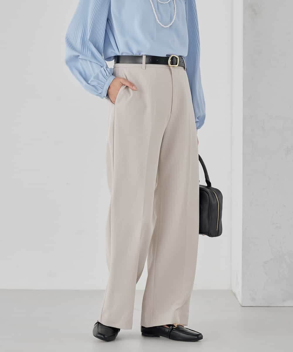 KBLCD03079 a.v.v(アー・ヴェ・ヴェ) 【洗える/ストレッチ/セットアップ対応】ダブルクロスストレートパンツ ネイビー