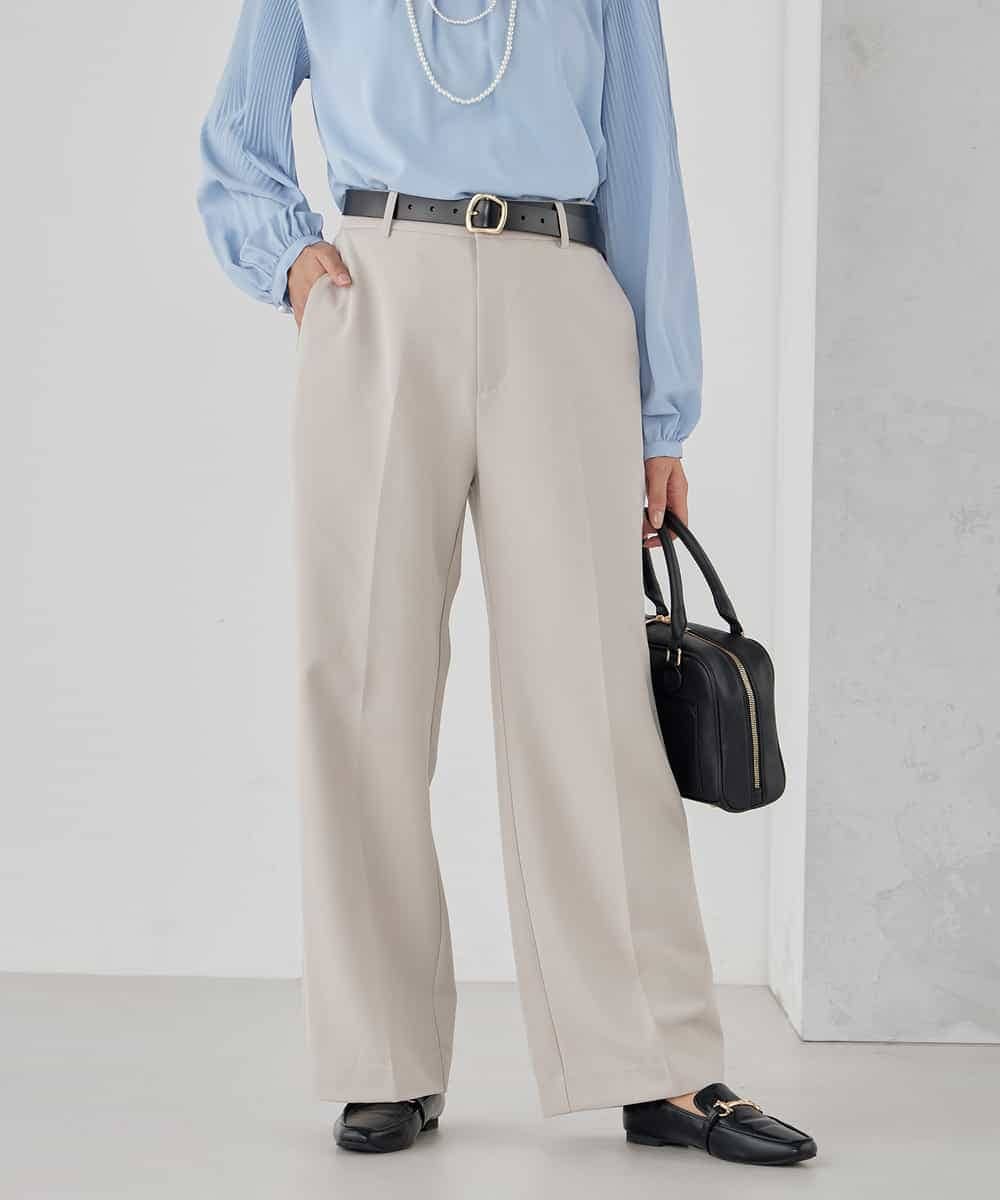 KBLCD03079 a.v.v(アー・ヴェ・ヴェ) 【洗える/ストレッチ/セットアップ対応】ダブルクロスストレートパンツ ネイビー