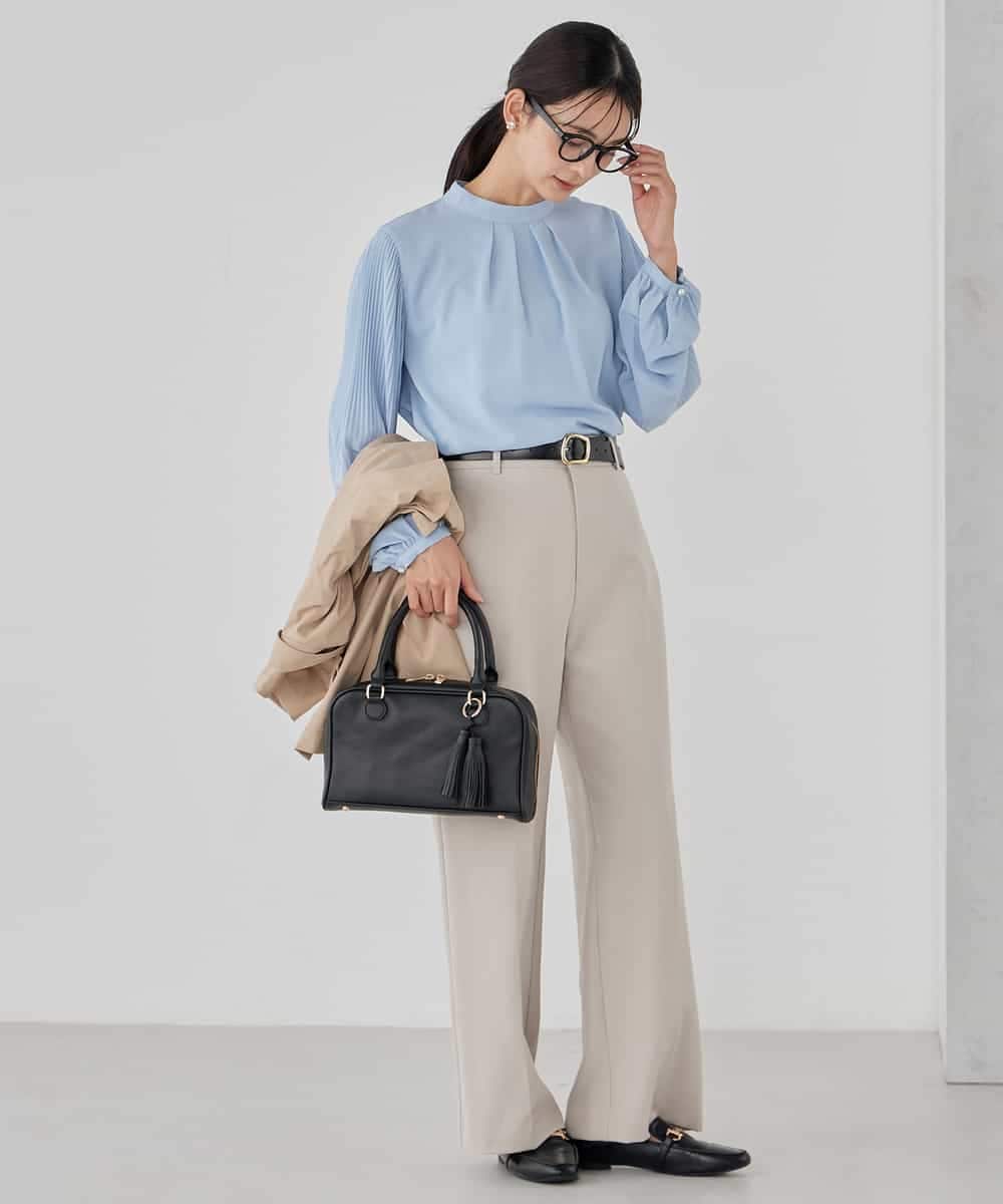 KBLCD03079 a.v.v(アー・ヴェ・ヴェ) 【洗える/ストレッチ/セットアップ対応】ダブルクロスストレートパンツ ネイビー