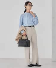 KBLCD03079 a.v.v(アー・ヴェ・ヴェ) 【洗える/ストレッチ/セットアップ対応】ダブルクロスストレートパンツ ネイビー