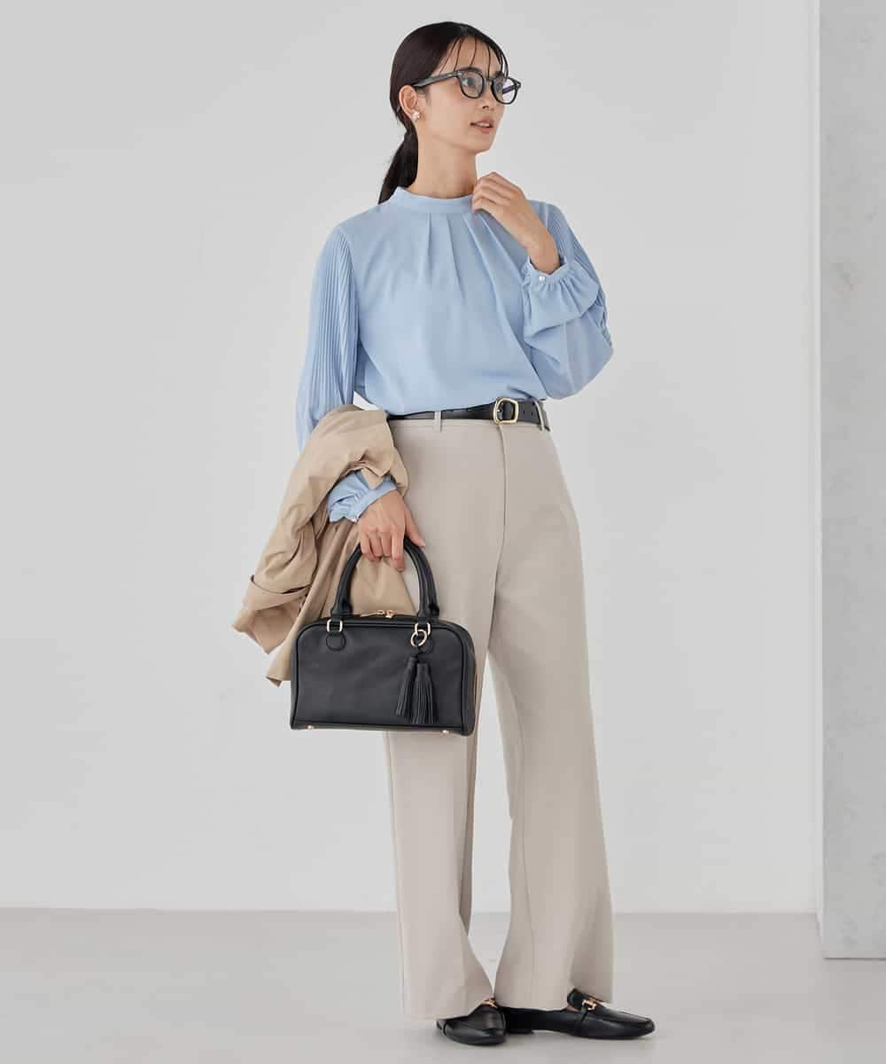 KBLCD03079 a.v.v(アー・ヴェ・ヴェ) 【洗える/ストレッチ/セットアップ対応】ダブルクロスストレートパンツ ネイビー