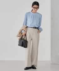 KBLCD03079 a.v.v(アー・ヴェ・ヴェ) 【洗える/ストレッチ/セットアップ対応】ダブルクロスストレートパンツ ネイビー