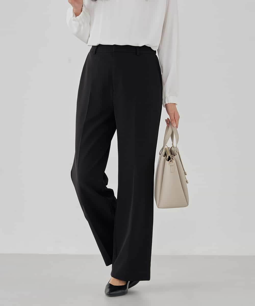 KBLCD03079 a.v.v(アー・ヴェ・ヴェ) 【洗える/ストレッチ/セットアップ対応】ダブルクロスストレートパンツ ネイビー