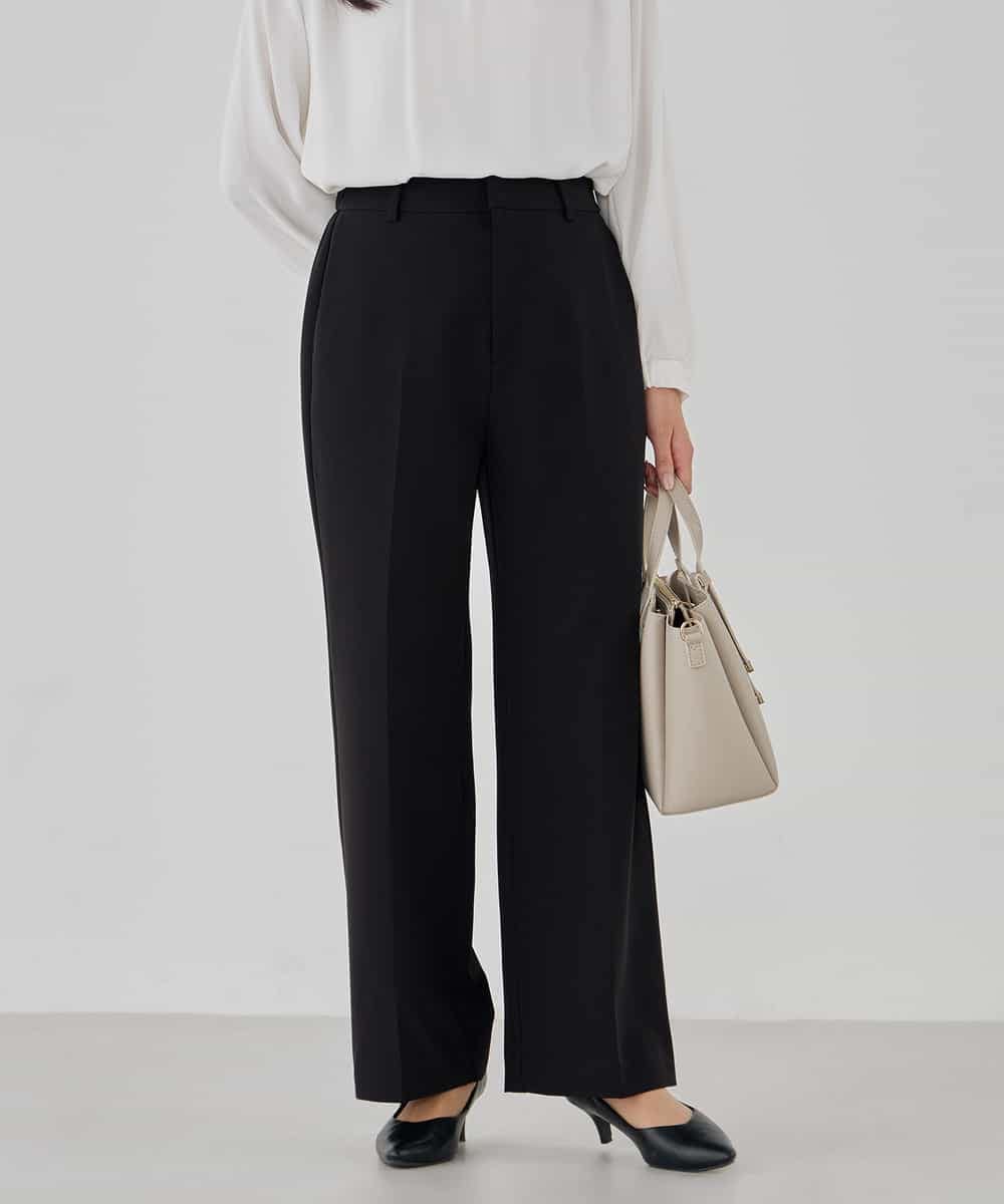 KBLCD03079 a.v.v(アー・ヴェ・ヴェ) 【洗える/ストレッチ/セットアップ対応】ダブルクロスストレートパンツ ネイビー