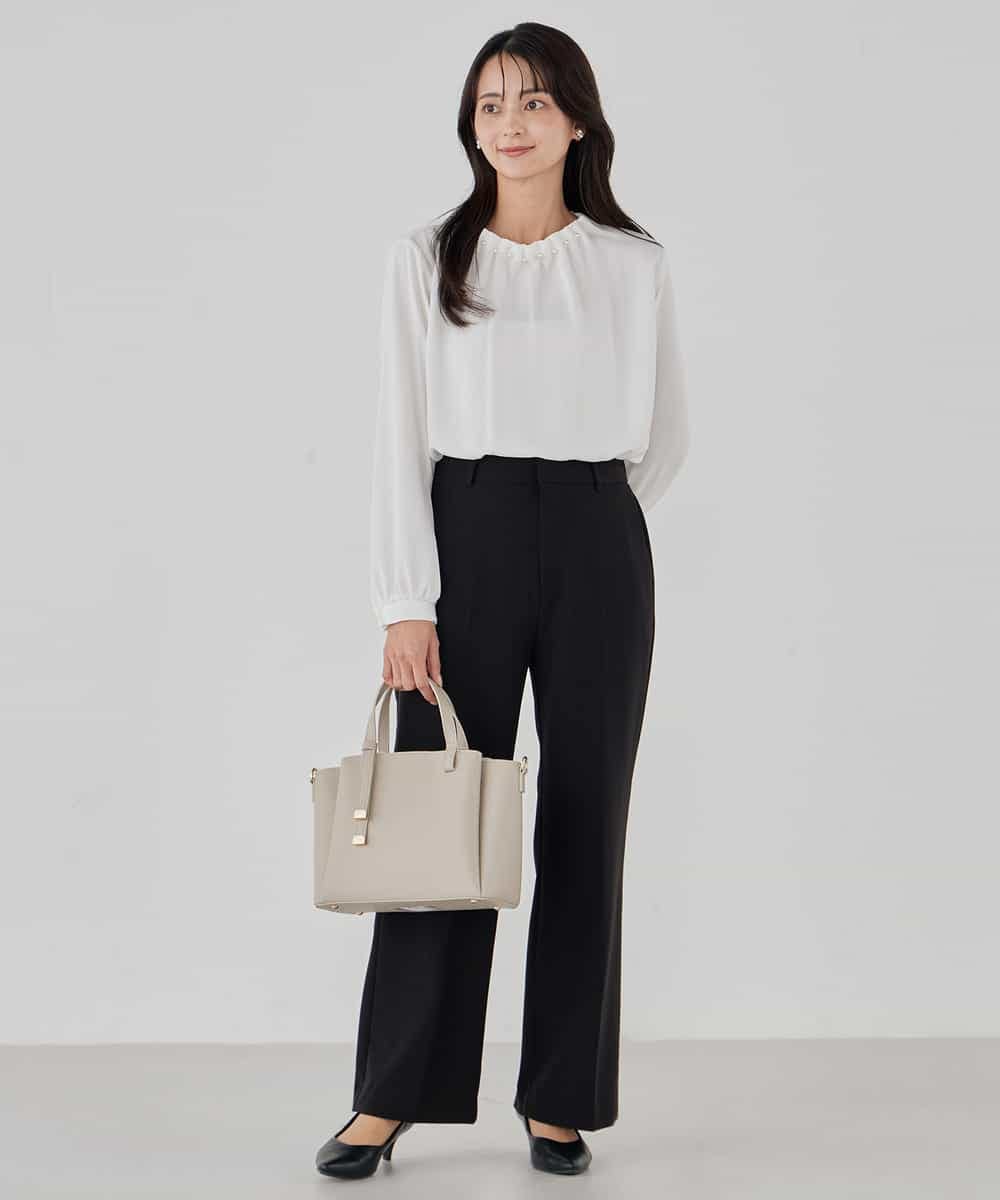 KBLCD03079 a.v.v(アー・ヴェ・ヴェ) 【洗える/ストレッチ/セットアップ対応】ダブルクロスストレートパンツ ネイビー