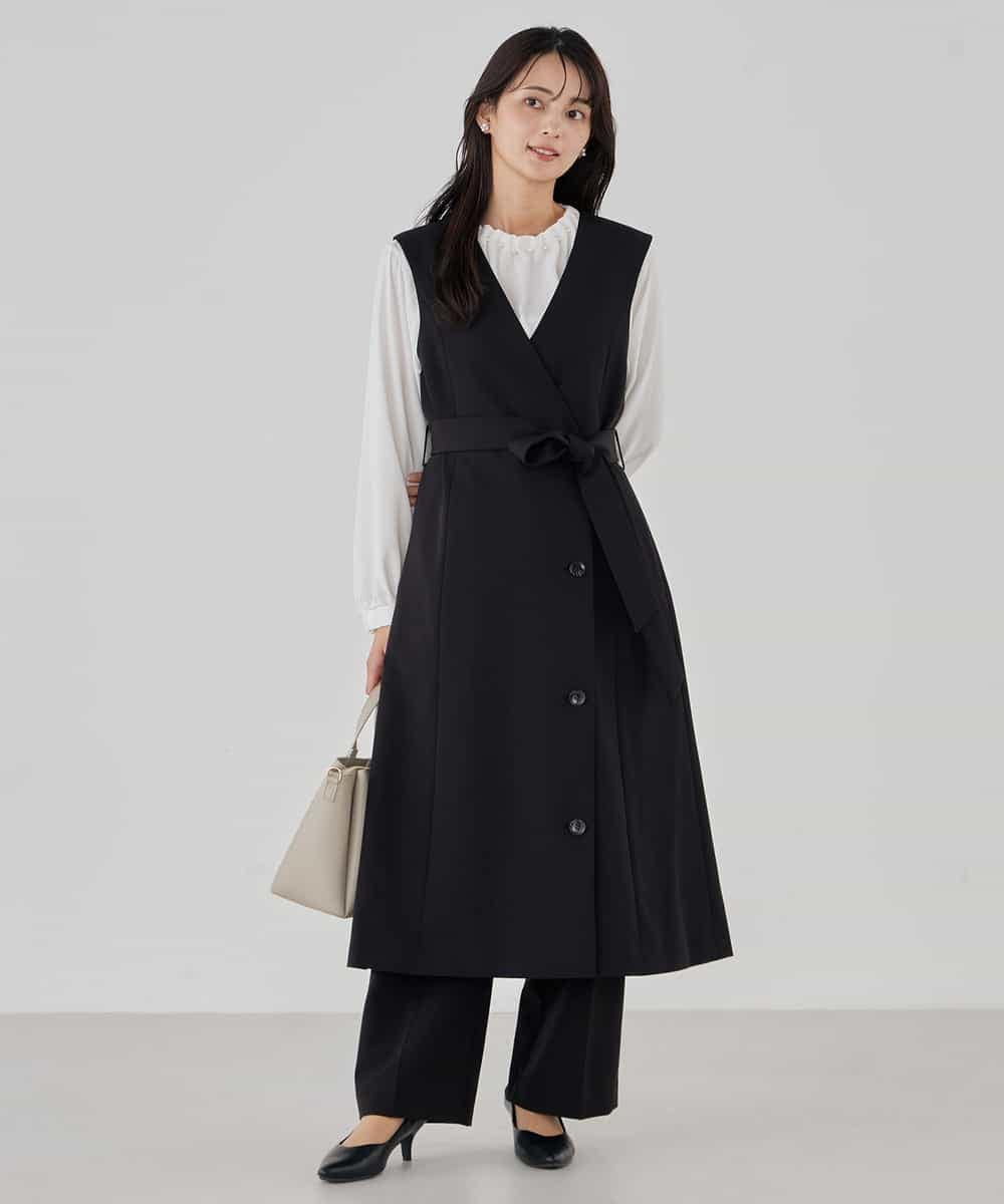 KBLCD03079 a.v.v(アー・ヴェ・ヴェ) 【洗える/ストレッチ/セットアップ対応】ダブルクロスストレートパンツ ネイビー