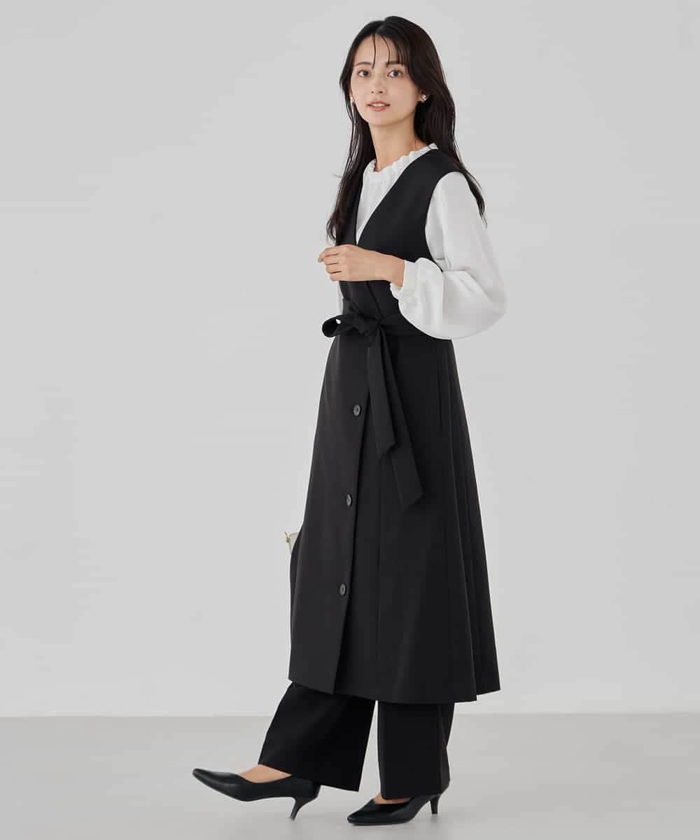 KBLCD03079 a.v.v(アー・ヴェ・ヴェ) 【洗える/ストレッチ/セットアップ対応】ダブルクロスストレートパンツ ネイビー