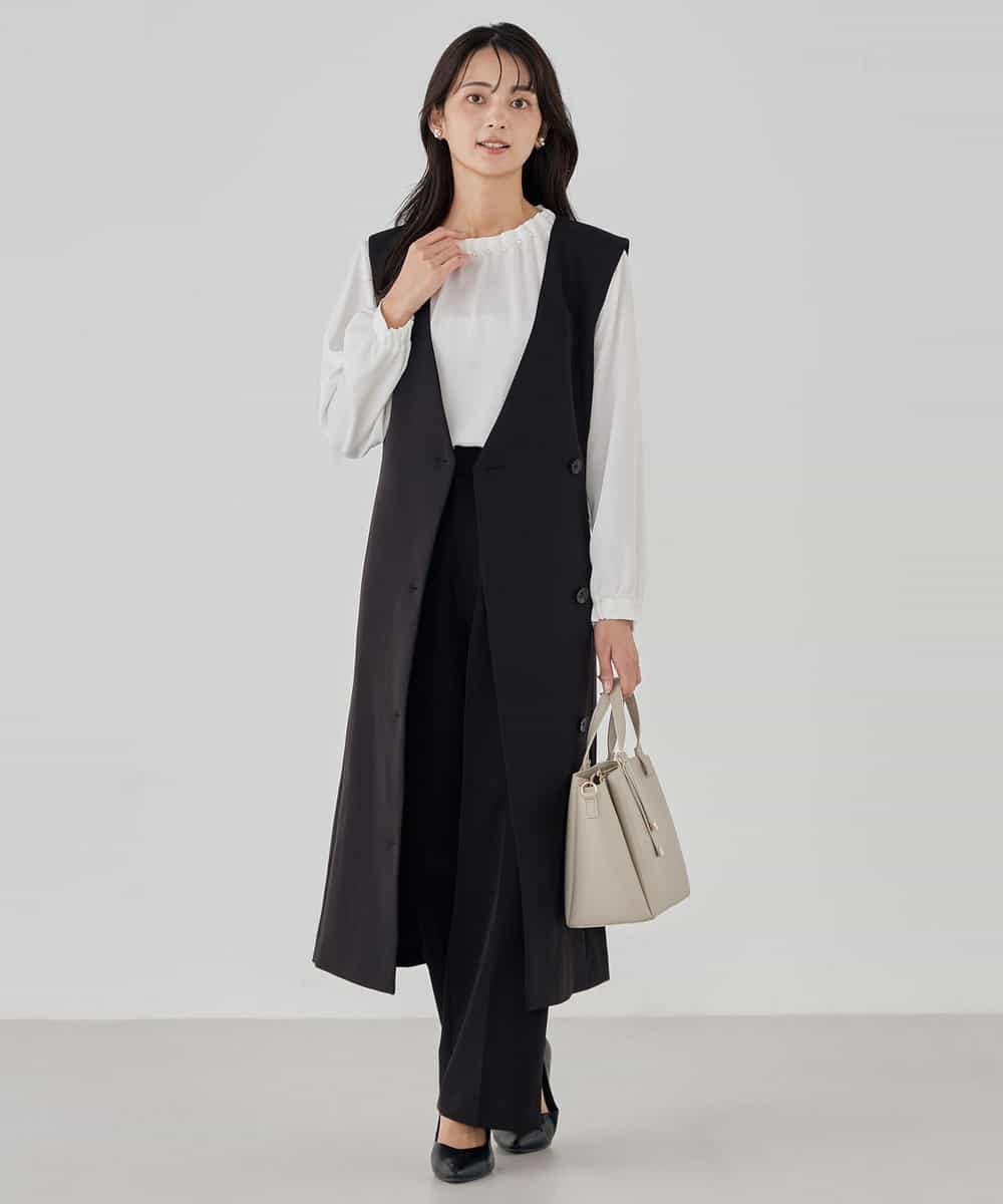 KBLCD03079 a.v.v(アー・ヴェ・ヴェ) 【洗える/ストレッチ/セットアップ対応】ダブルクロスストレートパンツ ネイビー