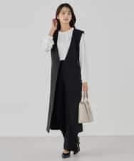 KBLCD03079 a.v.v(アー・ヴェ・ヴェ) 【洗える/ストレッチ/セットアップ対応】ダブルクロスストレートパンツ ネイビー