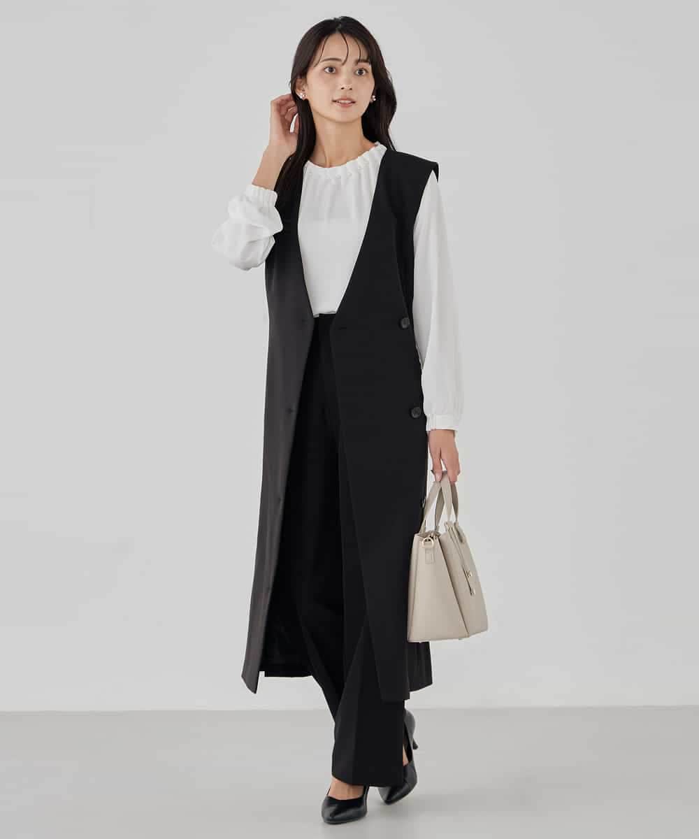 KBLCD03079 a.v.v(アー・ヴェ・ヴェ) 【洗える/ストレッチ/セットアップ対応】ダブルクロスストレートパンツ ネイビー