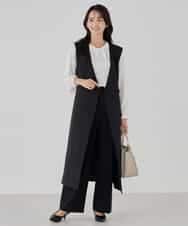 KBLCD03079 a.v.v(アー・ヴェ・ヴェ) 【洗える/ストレッチ/セットアップ対応】ダブルクロスストレートパンツ ネイビー